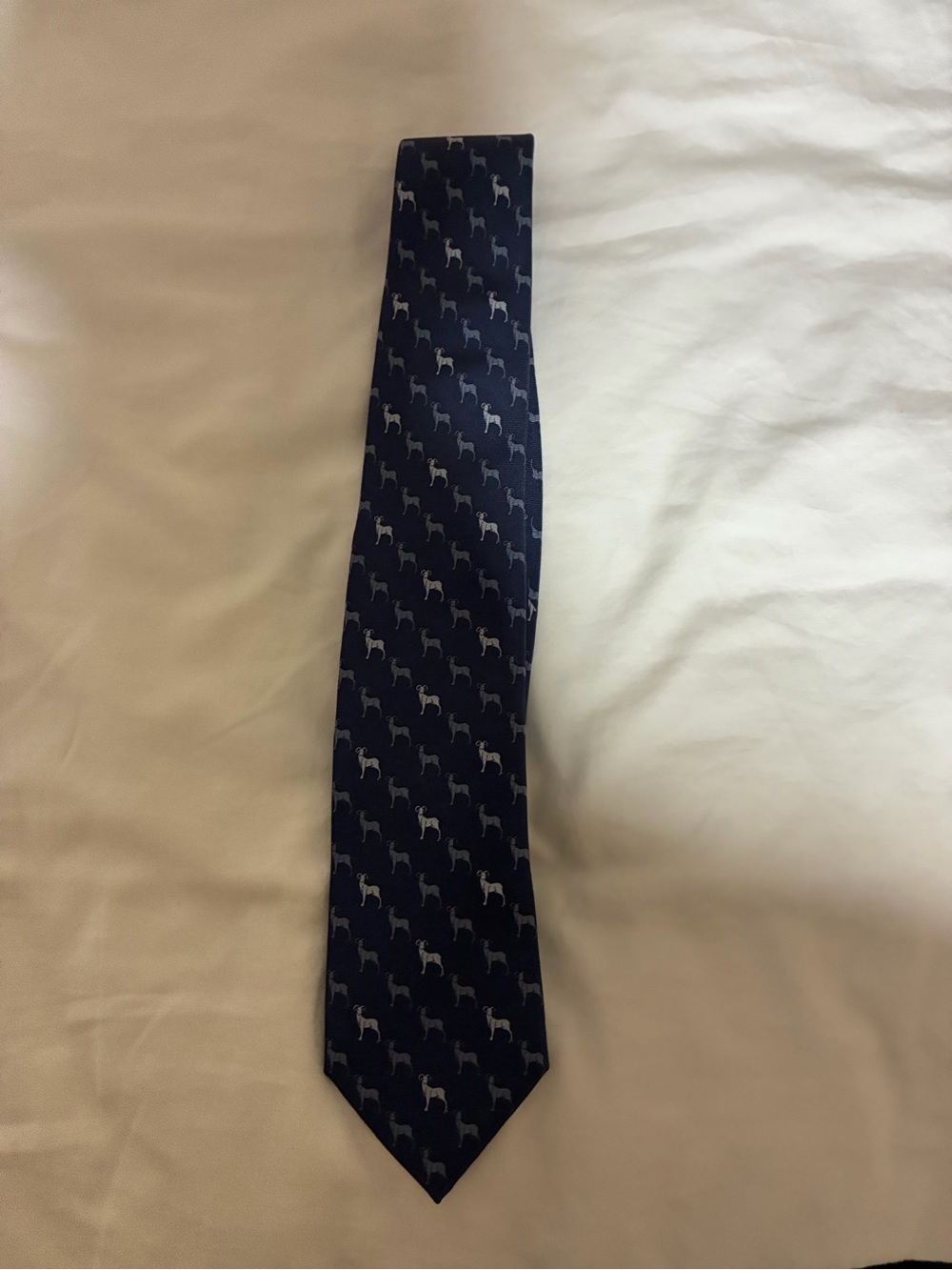 Dunhill Navy Tie with Light Grey Hound Motif
